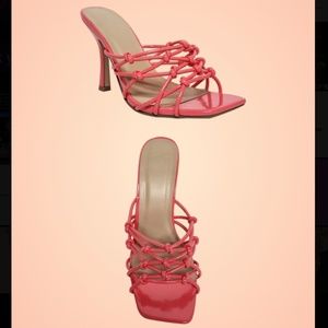Pink Coral Knot Detail Backless Heels/ Heeled Sandals (4” heel”